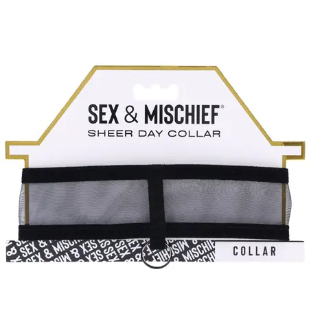 Sportsheets Sex & Mischief Sheer Day Collar Black-Gold Adjustable Velvet