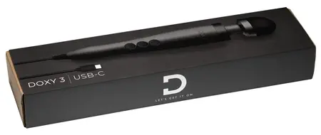Doxy 3 USB-C Matte Black Personal Massager, 28cm, Ergonomic Design