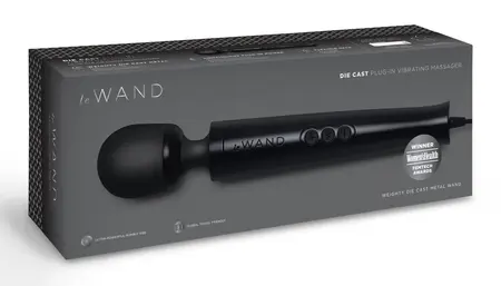 le Wand Diecast Plug-In Black Compact Massage Wand 20 Modes 29cm