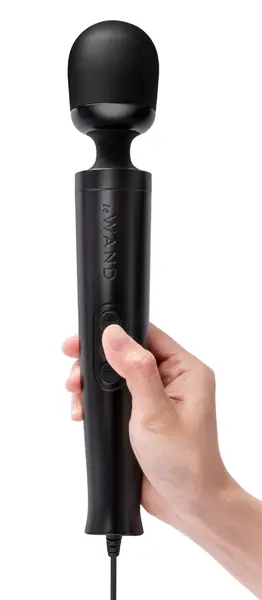 le Wand Diecast Plug-In Black Compact Massage Wand 20 Modes 29cm