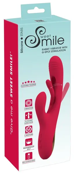 Sweet Smile Rabbit Flicking Intimni Sistem, Roze, 24.2cm, Silikon