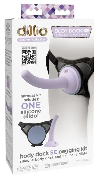 Pipedream Dillio Platinum Body Dock SE Strap-On komplet sa zakrivljenim silikonskim dodatkom