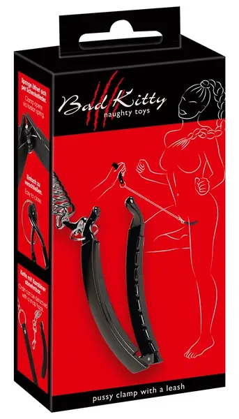 Bad Kitty Adjustable Intimate Clamp with Detachable Chain Leash, Black