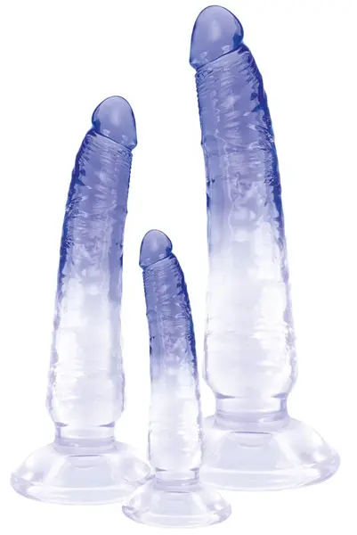 Crystal Clear Set od 3 Transparentna Intimna Modela sa Usisnom Bazom PVC