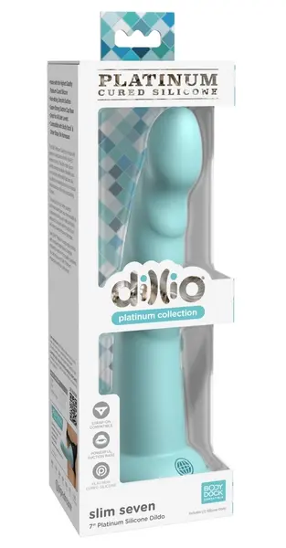 Dillio Platinum Slim Seven Teal 19.7 cm Anatomski Model, Silikon