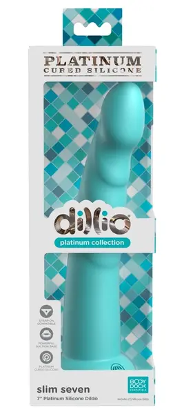 Dillio Platinum Slim Seven Teal 19.7 cm Anatomski Model, Silikon