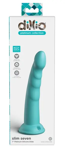 Dillio Platinum Slim Seven Teal 19.7 cm Anatomski Model, Silikon