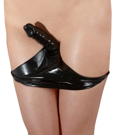 LateX Gaćice sa Integrisanim Intimnim Umetkom S Crni Lateks 12 cm