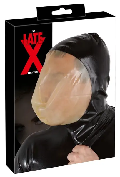 LateX Vakuum Maska za Lice 0.4mm sa Zadnjim Rajsferšlusom Crni Lateks