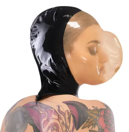 LateX Vakuum Maska za Lice 0.4mm sa Zadnjim Rajsferšlusom Crni Lateks