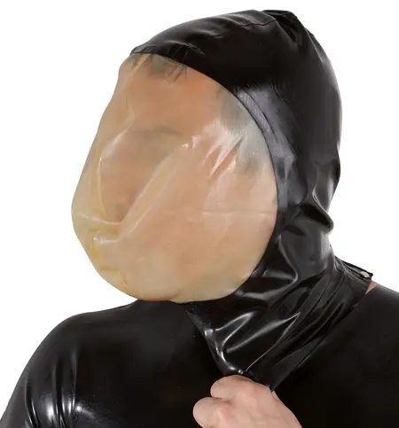 LateX Vakuum Maska za Lice 0.4mm sa Zadnjim Rajsferšlusom Crni Lateks