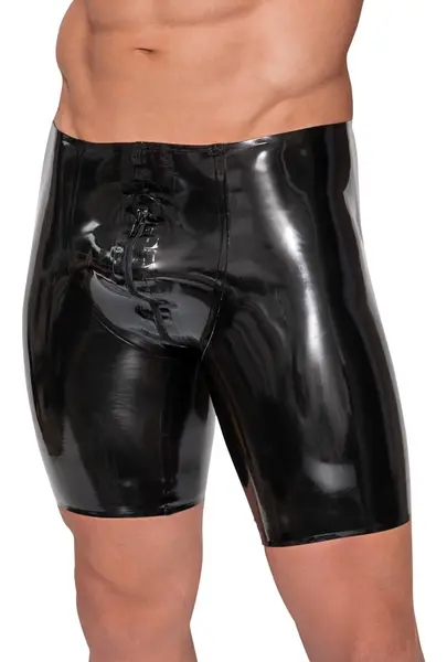 LateX Muške Crne Lateks Pantalone sa Rajsferšlusom Celom Dužinom, Veličina L