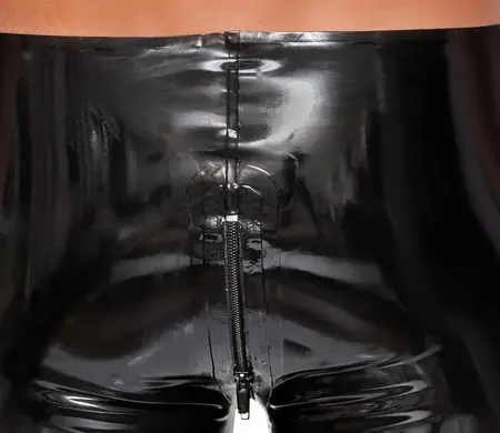 LateX Muške Crne Lateks Pantalone sa Rajsferšlusom Celom Dužinom, Veličina L
