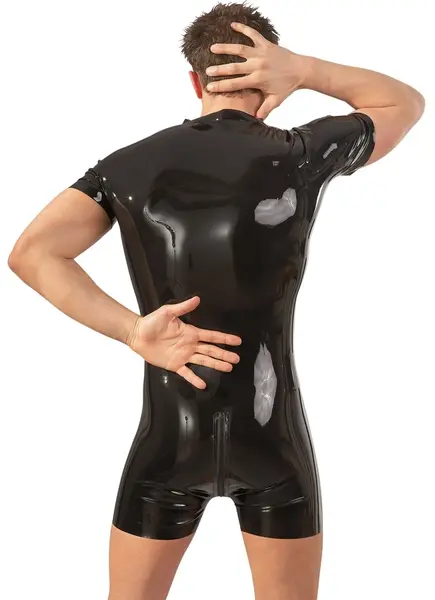 LateX Muški Latex Body Playsuit M Crna 0.4mm 3-Smjerna Patent Brava