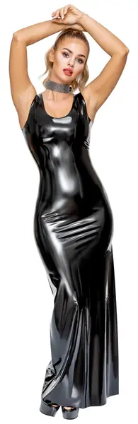 LateX Duga crna maksi haljina od prirodnog lateksa veličina M