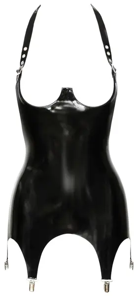 LateX Cami susender sa otvorenim čašicama crni prirodni lateks veličina S