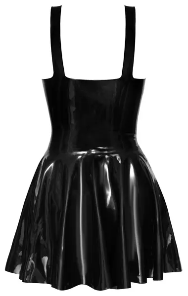 LateX Mini Haljina Crna M - Klasični Rašireni Gumeni Izgled, Veličina M