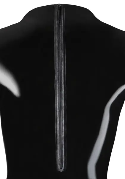 LateX Crni Sjajni Bodysuit dugih rukava L 0.35mm Zip sistem