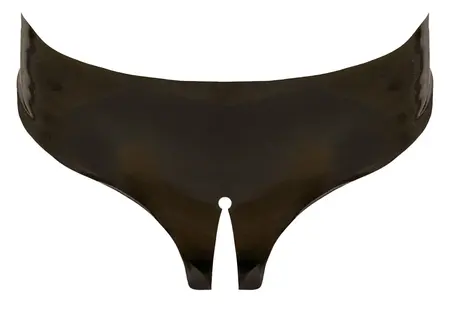LateX Crne Otvorene Gaćice S-L - Uski prirodni gumeni dizajn