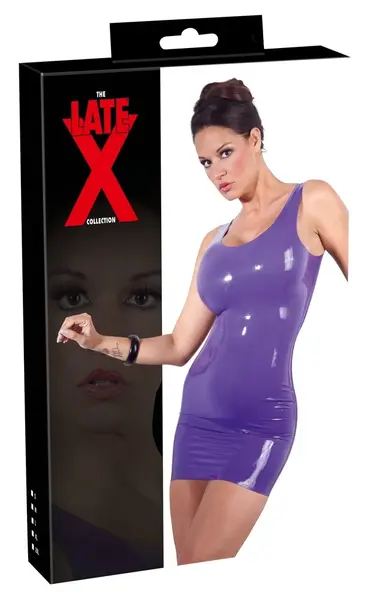 LateX Lateks Mini Haljina Ljubičasta Veličina L - Bezrukavni Kroj Druge Kože