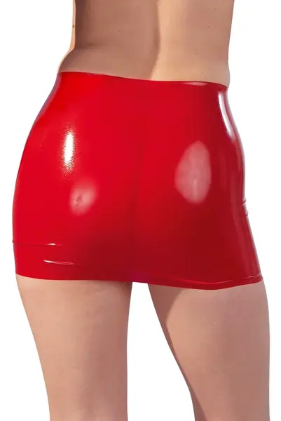 LateX Mini suknja crvena L - Sjajni lateks, pripijeni dizajn