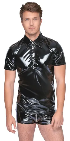 Black Level Polo Košulja Vinil Crna M - Sjajan Uzan Klasičan Kroj