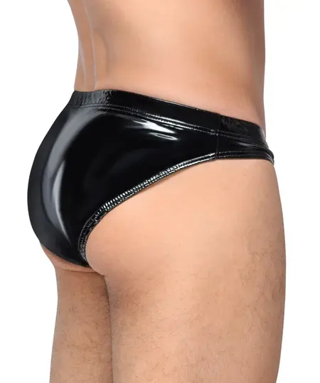 Black Level Vinyl Briefs L - Detachable Pouch, Glossy Bi-Elastic Finish