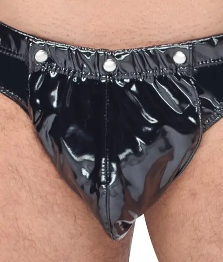 Black Level Vinyl Briefs L - Detachable Pouch, Glossy Bi-Elastic Finish