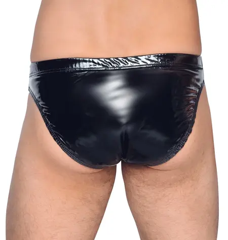 Black Level Vinyl Briefs M - Glossy Bi-Elastic Men's Underwear with Pouch