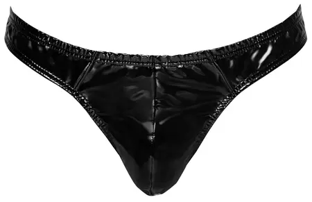 Black Level Rio String L Vinil Sjaj Muške Gaćice, Bi-Elastične, Crna