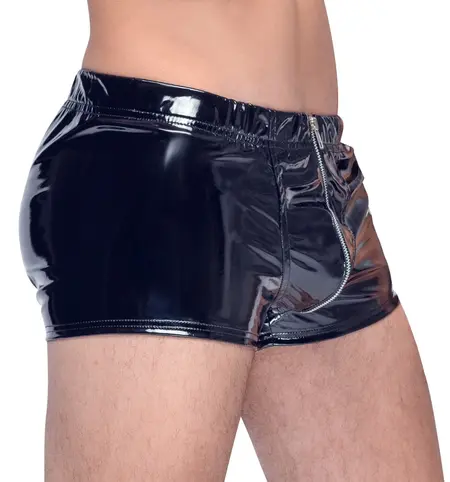 Black Level Vinilne pantalone RV 2XL - Sjajno crne, prednji rajsferšlus, rastegljive