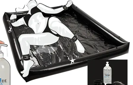 Glossy Games Bondage Sheet Set Black 140x185 cm Inflatable Border