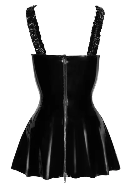 Noir Handmade Dress Black Vinyl Ruffle Detail Size M