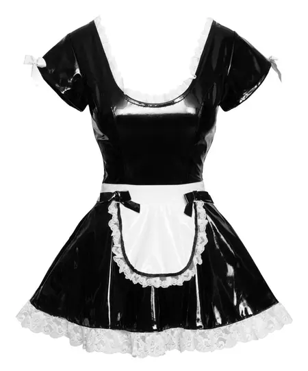 Black Level Vinil Sobačica Haljina 2XL sa Čipkanim Detaljima i Keceleom