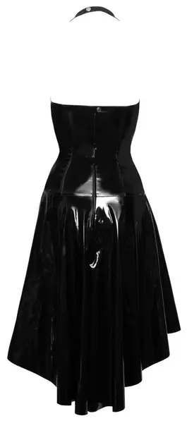 Black Level Vinilna Halter Haljina L - Sjajno Crna, Lepršava Suknja