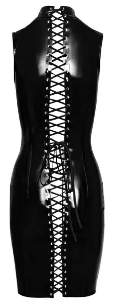 Black Level Vinyl Dress Lacing M - Shiny Sleeveless Fitted Design