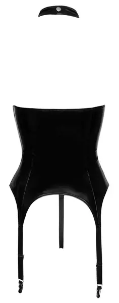 Black Level Vinyl Basque Set S - Shiny Black, Adjustable Fit