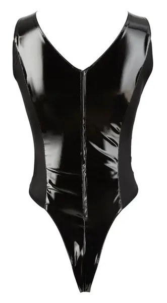 Black Level Vinilni Body XL Otvoreni Dizajn, Sjajno Crni, Patent Zatvarač Pozadi
