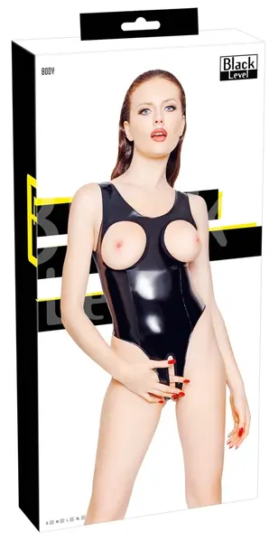 Black Level Vinilni Body S - Otvoreno Poprsje i Međunožje, Sjajna Završna Obrada