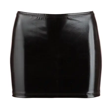 Cottelli Collection Mini Skirt Black S Wet Look Ruffled Back