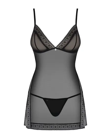 Obsessive OBS Chemise L/XL Black Lace Mesh Adjustable Straps