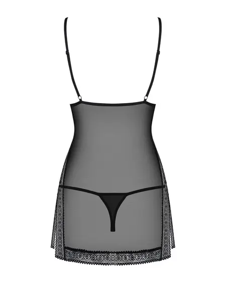 Obsessive OBS Chemise L/XL Black Lace Mesh Adjustable Straps