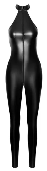 Noir Handmade Kombinezon Rhine L Crni Powerwetlook, Rhinestone Akcenti