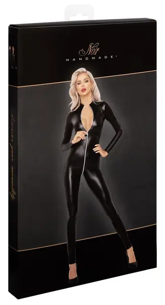 Noir Handmade Powerwetlook Overall S Black, 3-Way Zipper, Stretch Fit
