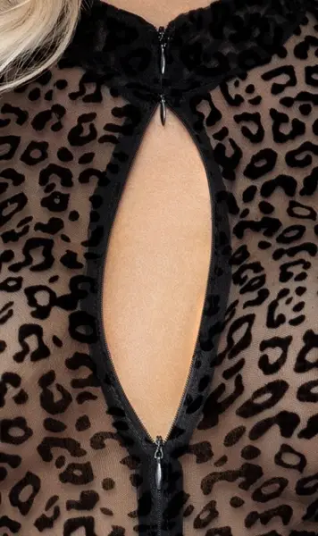 Noir Handmade Leopard Print Powernet Overall L - 3-Way Zipper