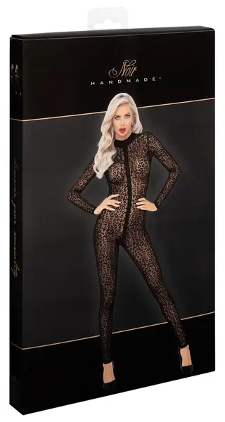 Noir Handmade Overall Leopard Mesh Powernet, Size M, Long Sleeve