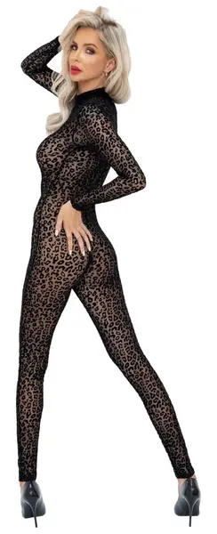 Noir Handmade Overall Leopard Mesh Powernet, Size M, Long Sleeve