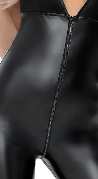 Noir Handmade S Low-Cut Snakeskin Power Wet Look Jumpsuit