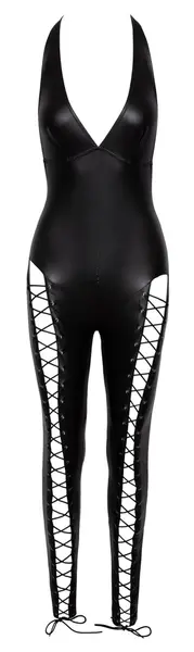 Cottelli PARTY Jumpsuit XL - Matte Finish, Laced Design, Black