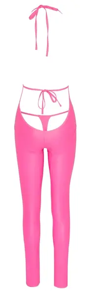 Cottelli Party Kombinezon Neon Pink L - Sjajni Halternek Bodysuit